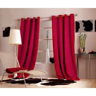 Sweet Lichtdoorlatend Kant En Klaar Gordijn Suède 145 X 260 Cm Rood