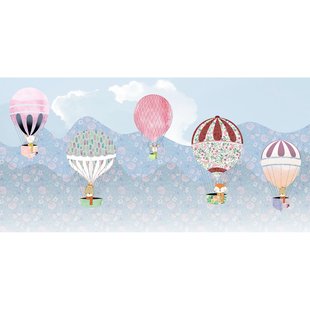 Fotobehang Happy Ballon - Blauw - 2,50m X 500cm