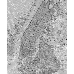 Fotobehang Nyc Map - Grijs - 2,50m X 200cm
