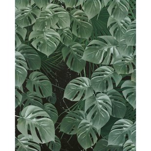 Fotobehang Monstera On Marble - Groen - 2,50m X 200cm