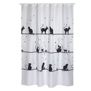 Msv Douchegordijn Kittens Zwart 180cm