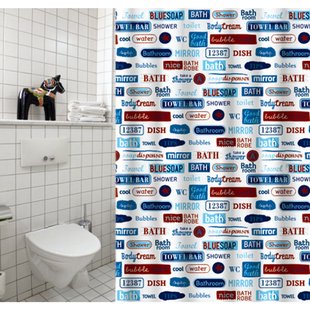 Msv Douchegordijn Labels Multikleur 180cm