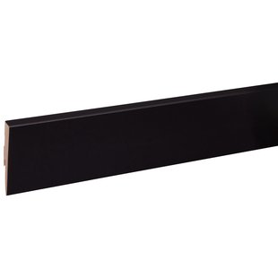 Cando Muurplint Muurplint Hoge Plint Blok- Mdf - Zwart - 240cm - 12x80mm