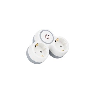 Sencys Schakelaar Domino Schuko 2x16a Wit-grijs