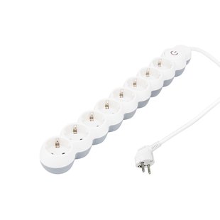 Sencys Stekkerdoos 8-voudig Wit 1,5 Meter