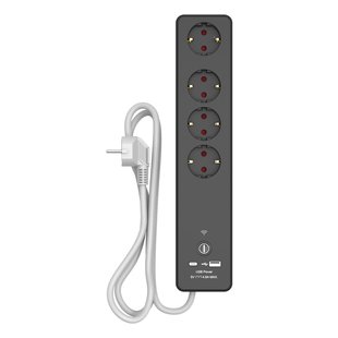 Sencys Stekkerdoos 4-voudig Met Usb (type A+c) Zwart 1,5 Meter