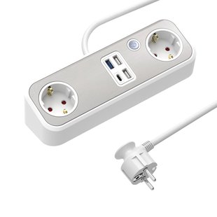 Sencys Stekkerdoos 2-voudig Met Usb (type A+c) Grijs 1,5 Meter