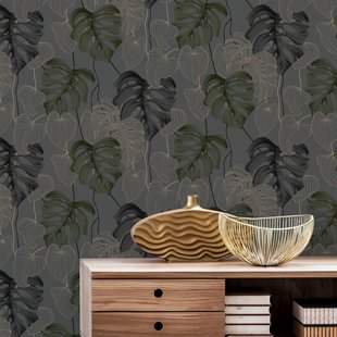 Vliesbehang Paradiso - Grijs - Groen - 10,50m X 53cm