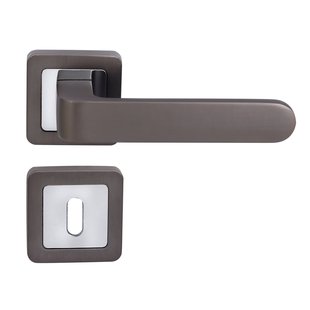 Sencys Deurkruk Op Rozet Parma - Aluminium - Grijs Gelakt - Sleutelgat - Vierkant Rozet - 125 Mm