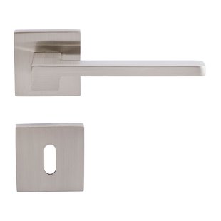 Sencys Deurkruk Op Rozet Berlin - Aluminium - Rvs Look Satin - Sleutelgat - Vierkant Rozet - 128 Mm