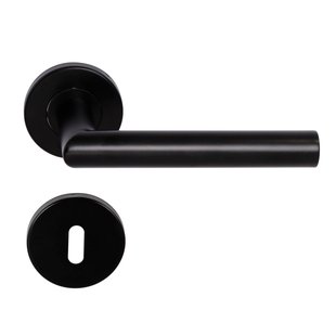 Sencys Deurkruk Op Rozet Black Forest-i - Roestvrij Staal - Zwart Gelakt - Sleutelgat - 130 Mm