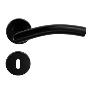 Sencys Deurkruk Op Rozet Black Forest-ii - Rvs - Zwart Gelakt - Sleutelgat - 135 Mm