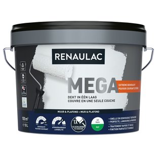 Renaulac Méga Muurverf - Mat - Wit - 10l