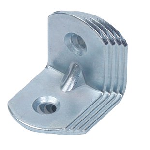 Alberts Hoekanker - Galvanisch Blauw Verzinkt Staal - Rib Reliëf Afgeronde Uiteinden - 20x20x16mm - 4 Stuks