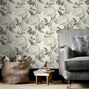 Decomode Vliesbehang Pioenroos - Naturel - 10,05m X 53cm