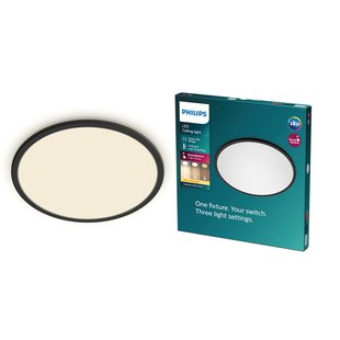 Philips Plafondlamp Superslim Zwart ⌀25cm 18w