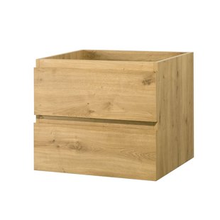 Aquazuro Wastafelonderkast Napoli 59cm - Scandinavisch Eiken - Met 2 Lades - 59,4x50x47,5cm