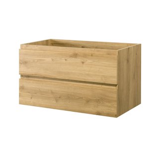 Aquazuro Wastafelonderkast Napoli 90cm - Scandinavisch Eiken - Met 2 Lades - 89,4x50x47,5cm