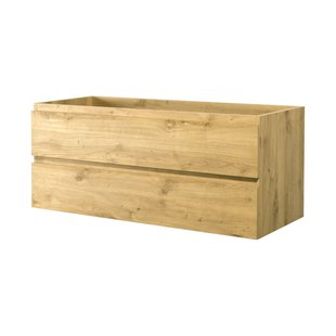 Aquazuro Wastafelonderkast Napoli 120cm - Scandinavisch Eiken - Met 2 Lades - 119,4x50x47,5cm