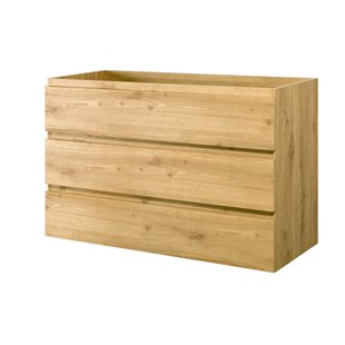 Aquazuro Wastafelonderkast Napoli 120cm - Scandinavisch Eiken - Met 3 Lades - 119,4x75x47,5cm