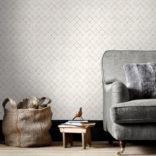 Papieren Behang Tegel - Beige - Taupe - 10,05 M X 52,8 Cm