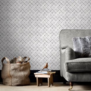 Papierbehang Tegel Fh37552 - Lichtblauw - Taupe - Offwhite - 10,05 M X 52,8 Cm