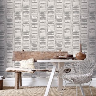 Papieren Behang Oude Louvredeuren - Grijs - Offwhite - 10,05 M X 52,8 Cm