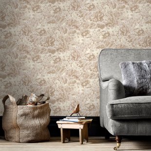 Papierbehang Koraal - Beige - 10,05 M X 52,8 Cm