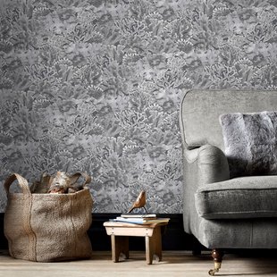 Papierbehang Koraal - Grijs - 10,05 M X 52,8 Cm