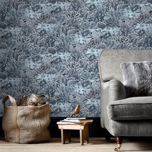 Papierbehang Koraal - Blauw - Grijs - 10,05 M X 52,8 Cm