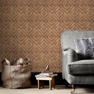 Papierbehang Houten Paneel - Bruin - 10,05 M X 52,8 Cm