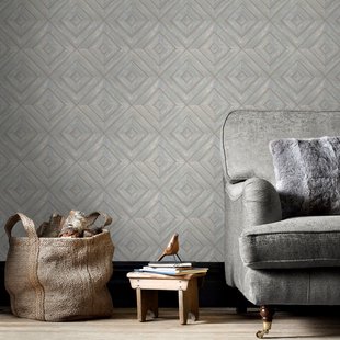 Papierbehang Houten Paneel Fh37515 - Blauw - Grijs - 10,05 M X 52,8 Cm