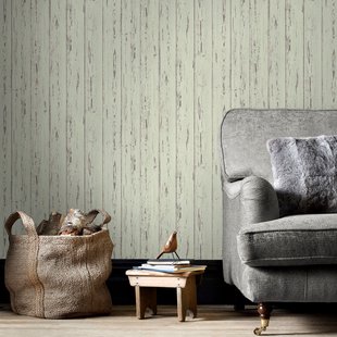 Papierbehang Oude Houten Planken - Grijsgroen - Taupe - Bruin - 10,05 M X 53 Cm