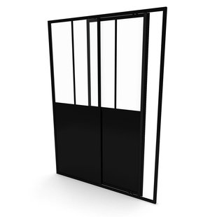 Aurlane - Douche Schuifdeur Fabrik 140 X 200cm - Zwart Profiel - 5 Mm Helder Glas