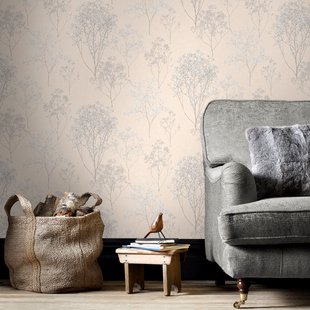 Papierbehang Gipskruid - Zand - Grijs - Offwhite - 10,05m X 52,8cm