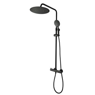 Tiger Regendouche Twiss - Met Thermostatische Kraan - Zwart - Rond - Met Handdouche - 15cm Hartafstand - 3-straals