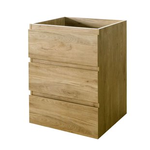 Aquazuro Wastafelonderkast Napoli 59cm - Asgrijze Eik - Met 3 Lades - 59,4x75x47,5cm