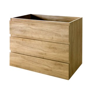 Aquazuro Wastafelonderkast Napoli 119cm - Asgrijze Eik - Met 3 Lades - 119,4x75x47,5cm