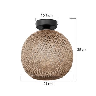 MODELSA Plafondlamp Yumak, bruin, Ø 26 cm, kabel, 1-lamp