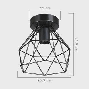 MODELSA Plafondlamp Patara, zwart, Ø 20 cm, roosterkap, metaal