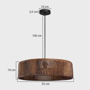 MODELSA Hanglamp Roya Cylinder, Ø 55 cm, donkerbruin, papier