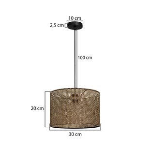 MODELSA Hanglamp Nara, bruin met patroon, stof, Ø 30 cm