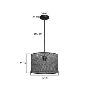 MODELSA Hanglamp Nara, zwart patroon, stof, Ø 30 cm
