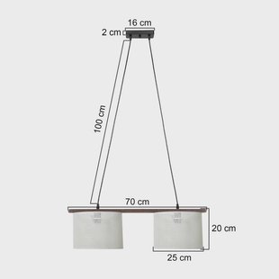 MODELSA Hanglamp Zigana, wit met patroon, 2-lamps, stof, hout