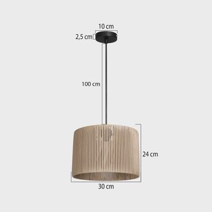 MODELSA Hanglamp Roya Cylinder, Ø 30 cm, beige, papier