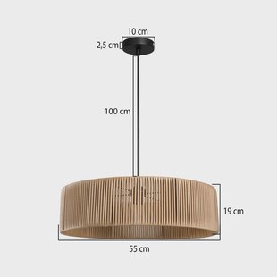 MODELSA Hanglamp Roya Cylinder, Ø 55 cm, beige, papier