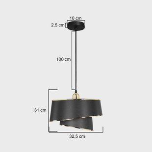 MODELSA Hanglamp Lima, zwart/goud, stof, metaal, Ø 32 cm
