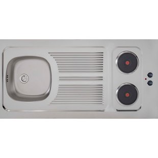 Kitchenette Eco Aanrecht Rvs 120x60x5cm Met 2 Ingebouwde Kookplaten 2x1500w