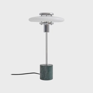 Branford tafellamp, wit/groen, opaalglas/marmer Lindby - Woonkamer - Vintage / Retro - 1 lamp