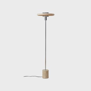 Branford vloerlamp, beige, retro, metaal/travertijn Lindby - Woonkamer - Vintage / Retro - 1 lamp